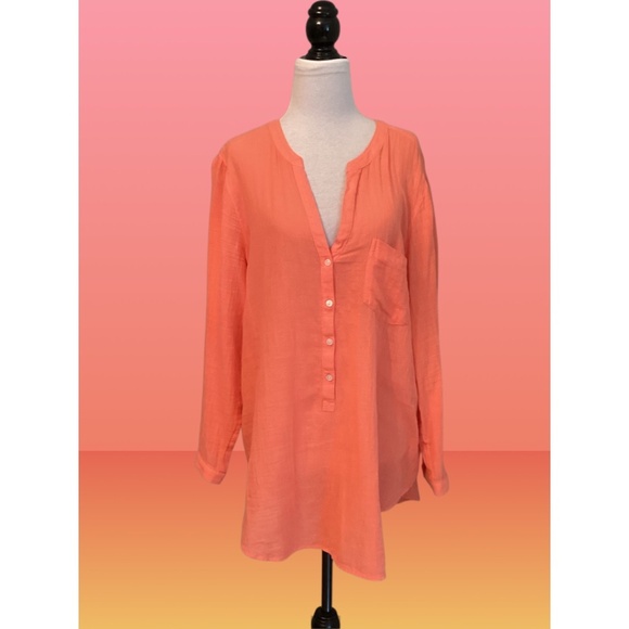 Old Navy–Women’s Long Sleeve Tunic Blouse—Size L—Coral - Picture 1 of 12